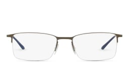 Shop GIORGIO ARMANI Half Rim Rectangle Eyeglasses in Matte Brushed Golden Gunmetal online.