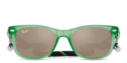 Shop Ray-Ban Junior Kids New Wayfarer Square Sunglasses in Opal Green online.