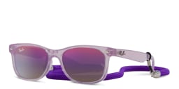 Shop Ray-Ban Junior New Wayfarer Kids Square Sunglasses in Opal Purple online.