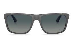 Shop Emporio Armani Logo Square Sunglasses in Grey online.