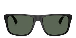 Shop Emporio Armani Logo Square Sunglasses in Matte Black online.