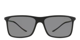 Shop GIORGIO ARMANI Rectangle Sunglasses in Matte Black online.