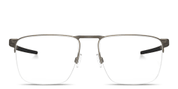 Shop Oakley Voon Half-Rim Square Eyeglasses in Grey online.
