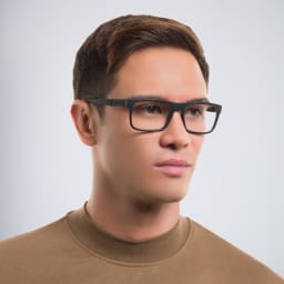 Shop GIORGIO ARMANI Rectangle Eyeglasses in Black Rubber online.