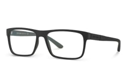 Shop GIORGIO ARMANI Rectangle Eyeglasses in Black Rubber online.