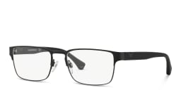 Shop Emporio Armani Wide Rectangle Eyeglasses in Black online.
