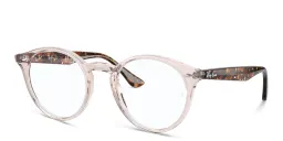 Shop Ray-Ban Unisex Round Eyeglasses in Transparent light brown online.