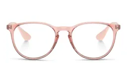 Shop Ray-Ban Erika Round Eyeglasses in Transparent Pink online.