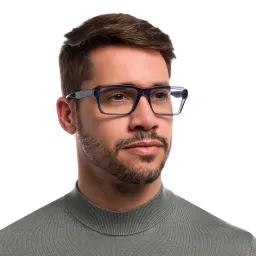 Shop Emporio Armani Wide Rectangle Eyeglasses in Shiny Transparent Blue online.