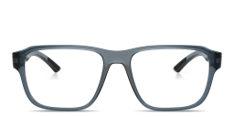 Shop Prada Linea Rossa Logo Signature Irregular Eyeglasses in Transparent Azure online.