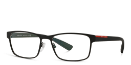 Shop Prada Linea Rossa Rectangle Eyeglasses in Black online.