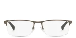Shop Emporio Armani Modern Half-Rim Rectangle Eyeglasses in Gunmetal online.