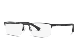 Shop Emporio Armani Logo Signature Half-Rim Rectangle Eyeglasses in Black online.