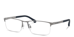 تسوق نظارات طبية بإطار نصفي مستطيل واسع بالشعار المنقوش امبوريو أرماني بلون Matte Gunmetal أونلاين.
