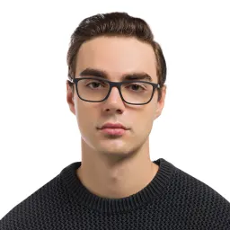 Shop Emporio Armani Rectangle Eyeglasses in Rubber Black online.