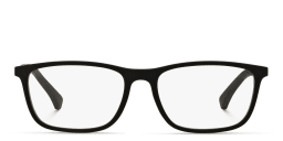 Shop Emporio Armani Rectangle Eyeglasses in Rubber Black online.