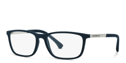Shop Emporio Armani Rectangle Eyeglasses in Blue online.