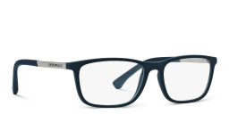Shop Emporio Armani Rectangle Eyeglasses in Blue online.