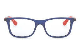 Shop Ray-Ban Junior Kids Square Eyeglasses in Polished Blue online.
