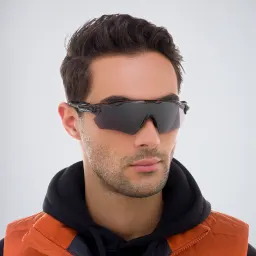 Shop Oakley Radar EV Path Half-Rim Mask Sunglasses in Grey Ink online.