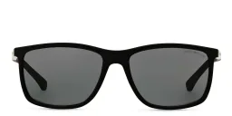 Shop Emporio Armani Rectangle Sunglasses in Rubber Black online.