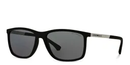 Shop Emporio Armani Rectangle Sunglasses in Rubber Black online.