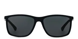 Shop Emporio Armani Rectangle Sunglasses in Blue online.