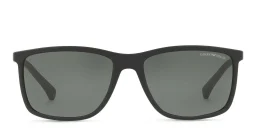 Shop Emporio Armani Rectangle Sunglasses in Rubber Black online.