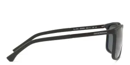 Shop Emporio Armani Rectangle Sunglasses in Rubber Black online.