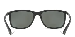 Shop Emporio Armani Rectangle Sunglasses in Rubber Black online.