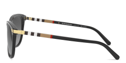 Shop BURBERRY Vintage Check Cat-Eye Sunglasses in Black online.