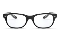 Shop Ray-Ban Junior Kids Rectangle Eyeglasses in Black On Transparent online.