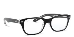 Shop Ray-Ban Junior Kids Rectangle Eyeglasses in Black On Transparent online.