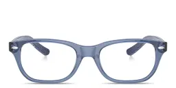 Shop Ray-Ban Junior Kids Rectangle Eyeglasses in Transparent Blue online.