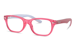 Shop Ray-Ban Junior Logo Kids Rectangle Eyeglasses in Pink online.