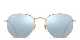 Shop Ray-Ban Hexagonal Unisex Sunglasses in Gold online.