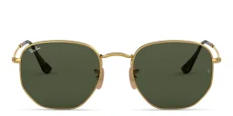 Shop Ray-Ban Hexagonal Unisex Sunglasses in Gold online.