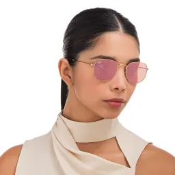 Shop Ray-Ban Hexagonal Unisex Sunglasses in Gold online.
