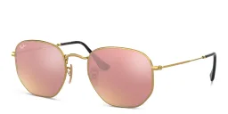 Shop Ray-Ban Hexagonal Unisex Sunglasses in Gold online.