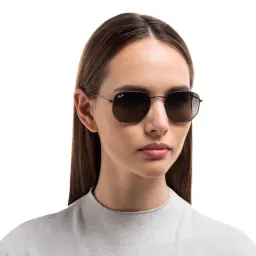 Shop Ray-Ban Hexagonal Flat Lenses Sunglasses in Gunmetal online.