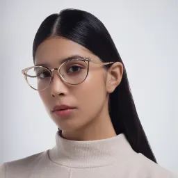 Shop BVLGARI Cat Eye Eyeglasses in Pink Gold online.