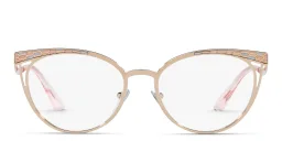 Shop BVLGARI Cat Eye Eyeglasses in Pink Gold online.