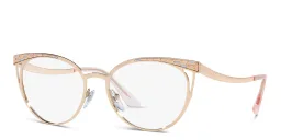 Shop BVLGARI Cat Eye Eyeglasses in Pink Gold online.