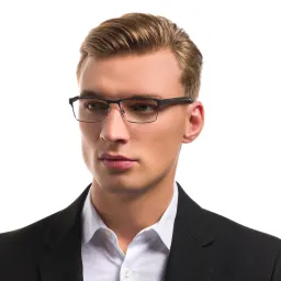 Shop Emporio Armani Rectangle Eyeglasses in Black online.
