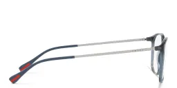 Shop Prada Linea Rossa Wide Rectangle Eyeglasses in Transparent Blue online.