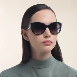 Shop BVLGARI Cat Eye Sunglasses in Black online.