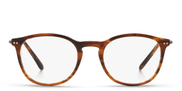 Shop GIORGIO ARMANI Round Eyeglasses in Striped Brown online.