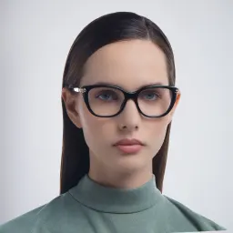 Shop BVLGARI Square Eyeglasses in Black online.