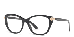 Shop BVLGARI Square Eyeglasses in Black online.