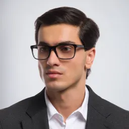 Shop Emporio Armani Rectangle Eyeglasses in Black online.